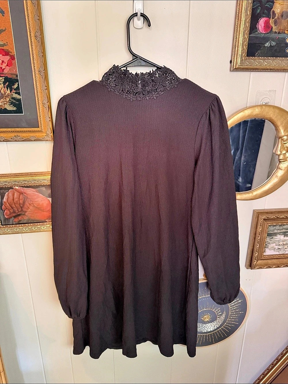 Zara Mini Dress Lace Neckline Brown Size Medium Like New